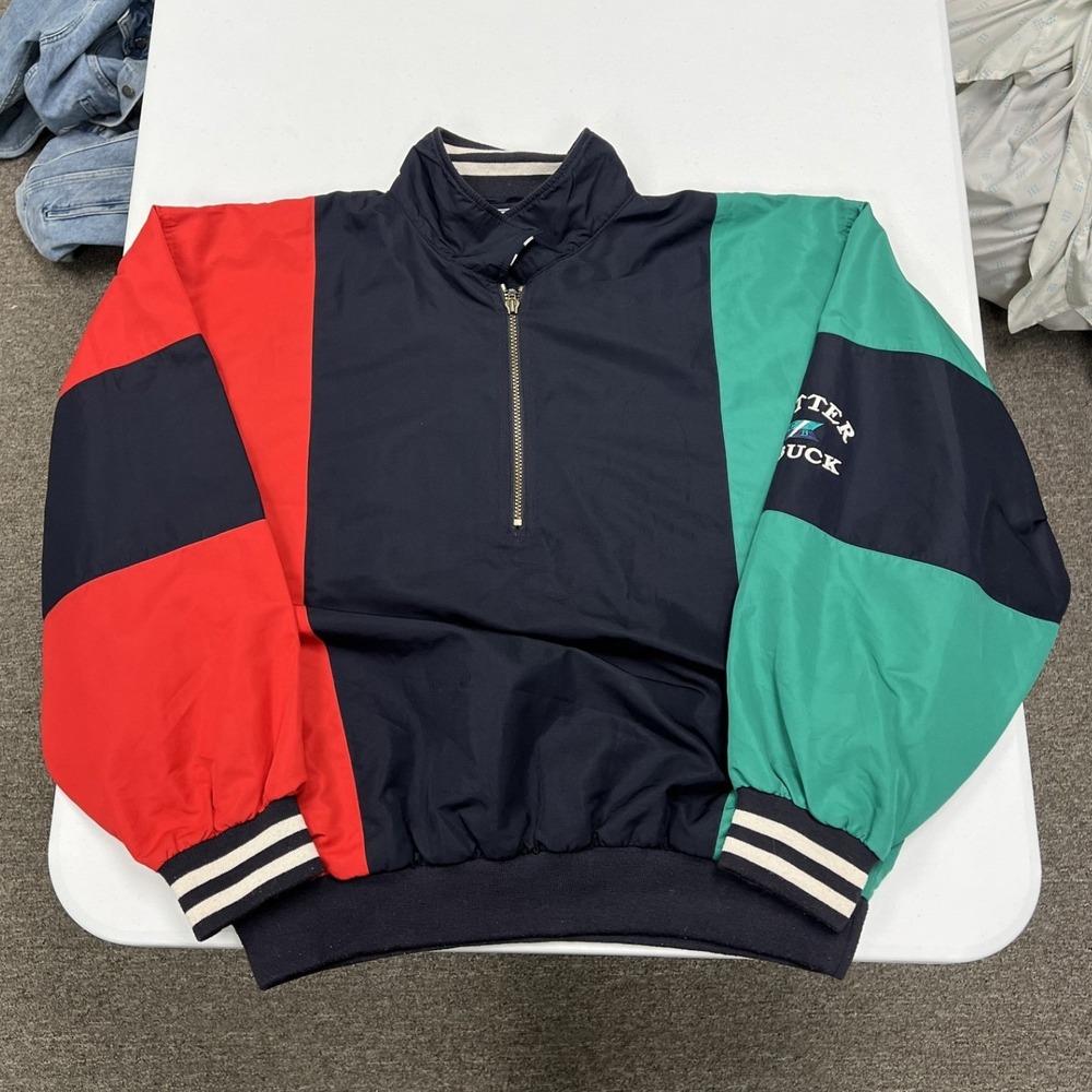 Cutter & Buck Windbreaker Mens Large Multicolor Colorblock Quarter Zip Vintage
